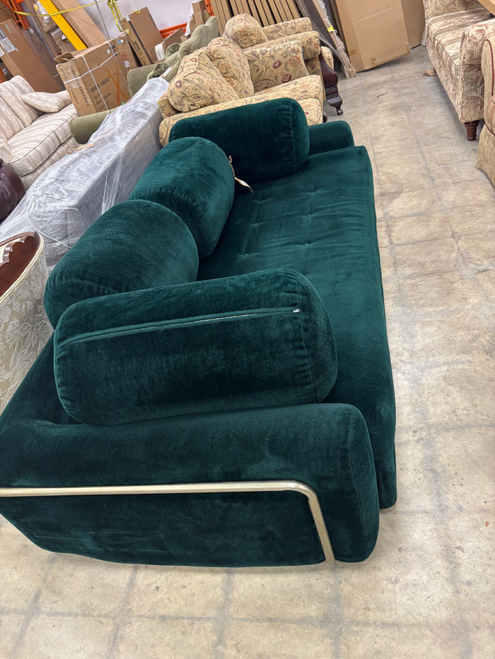 Emerald Green Velvet Boneless Sofa with Metal Frame