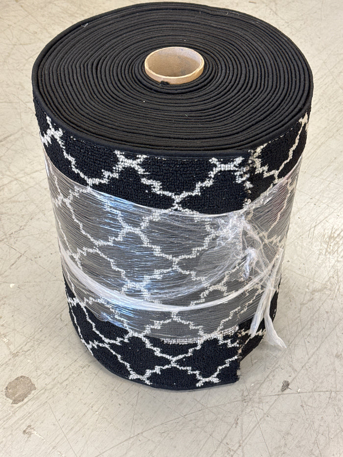 Black and White Area Rug Features a Classic Geometric Moroccan Trellis Pattern