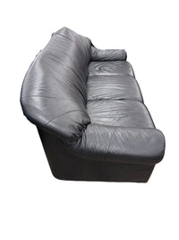 Black Leather 3-Seater Sofa