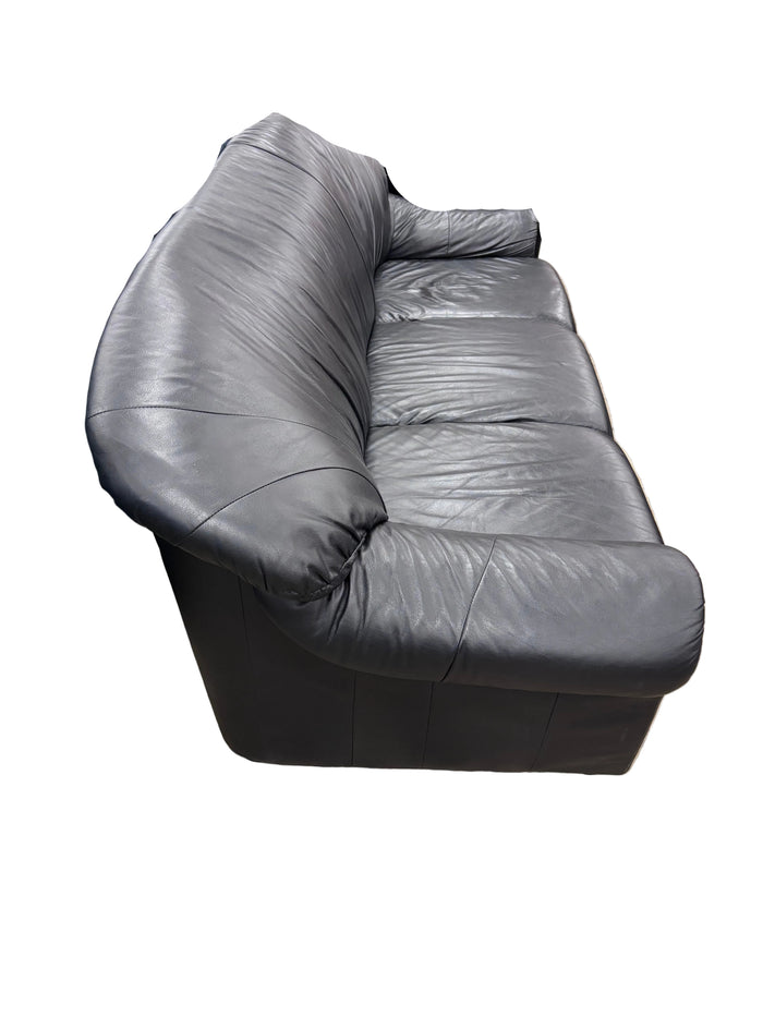 Black Leather 3-Seater Sofa