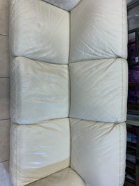 Eggshell White Leather Loveseat