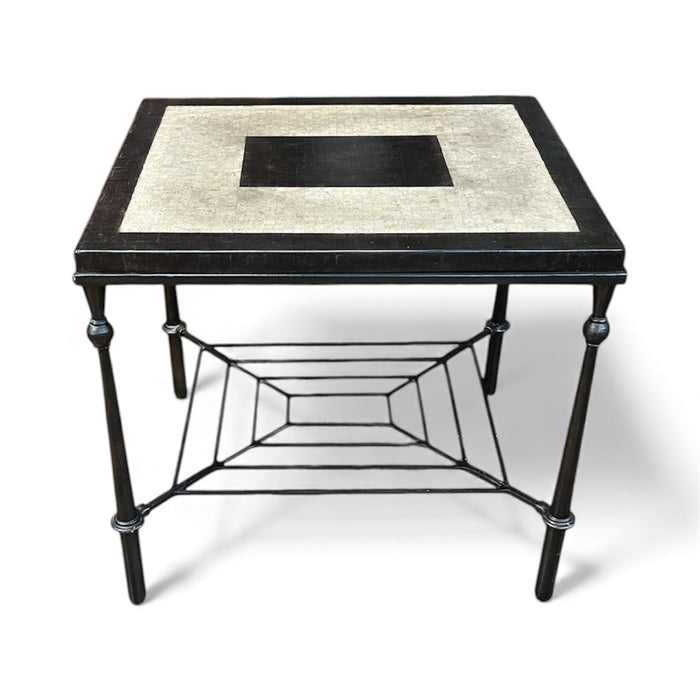 Two Tone Accent Table with Iron Base