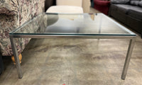 Small Chrome Coffee Table w/ Glass Top