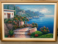 Artwork - Original Oil - Mediterranean Village Bay