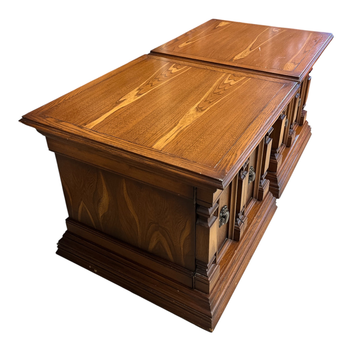 Vintage Carved Oak Nightstands (Set of 2)