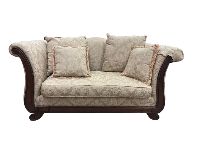 Traditional Dark Tan Floral Loveseat