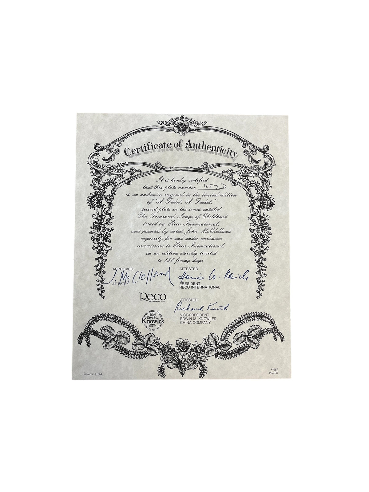 John McClelland "A Tisket, A Tasket" Collectors Plate