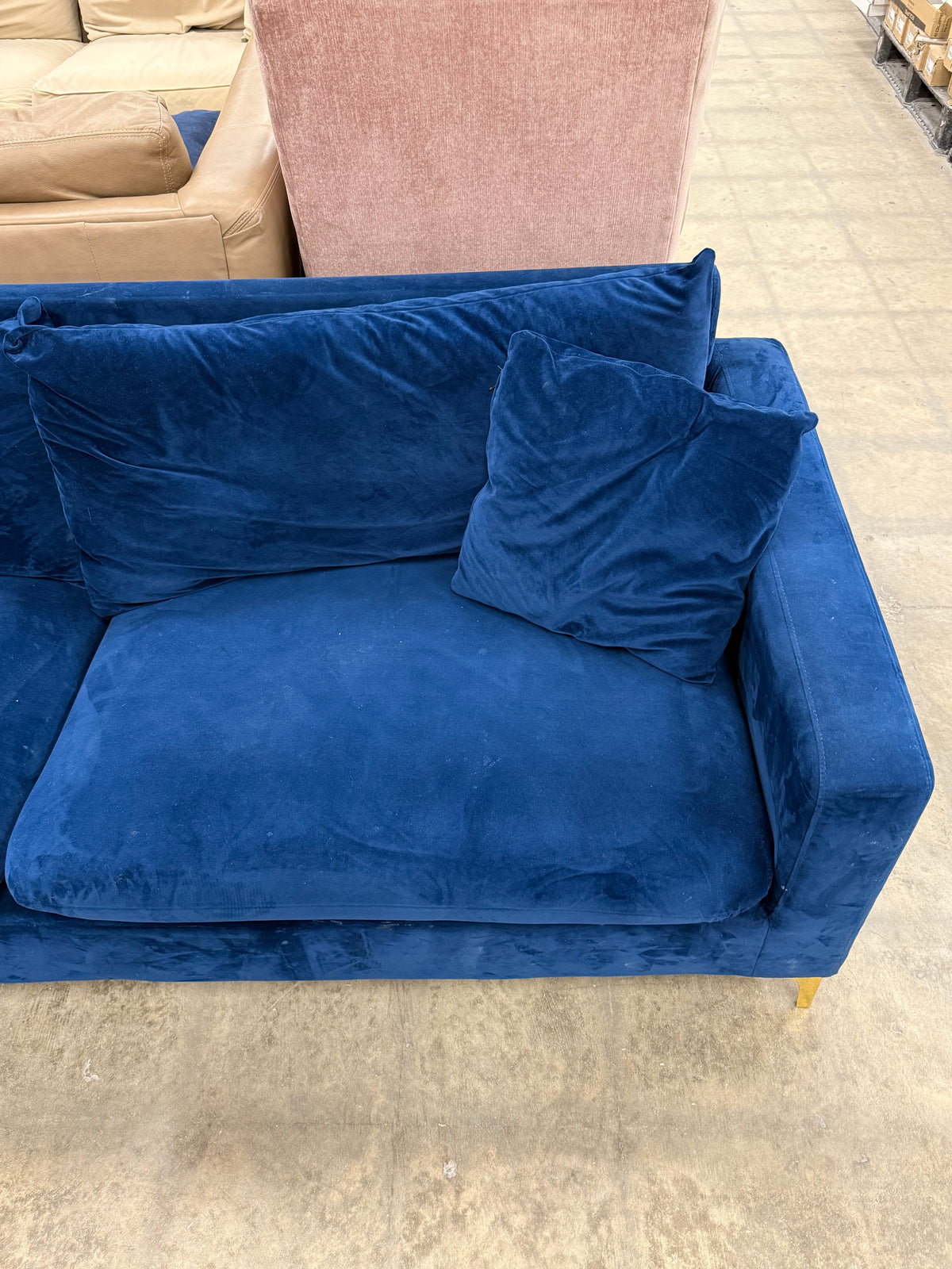 Navy Blue Naomi Velvet 3-Seater Sofa