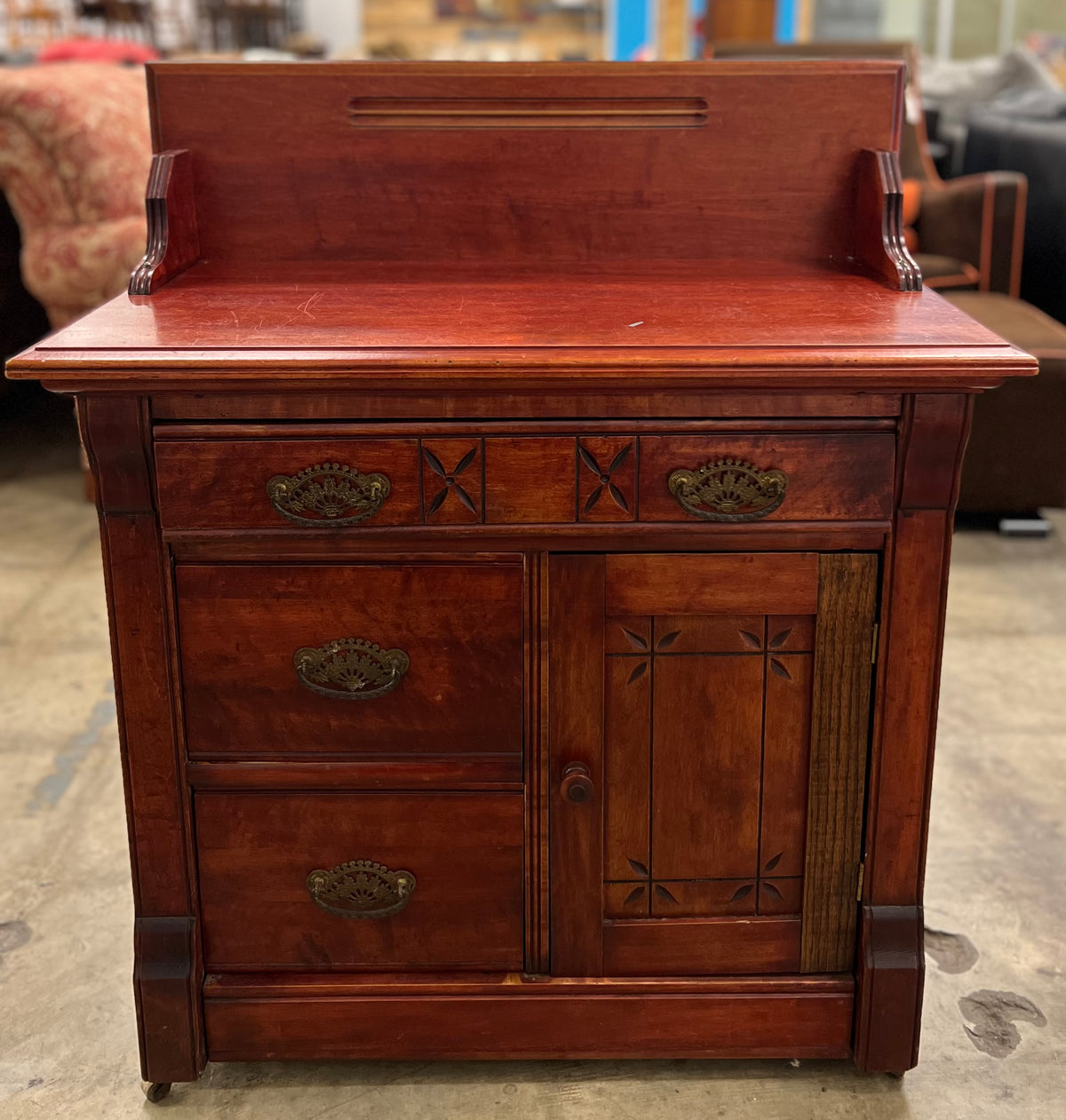 Cherry Red Antique Sideboard