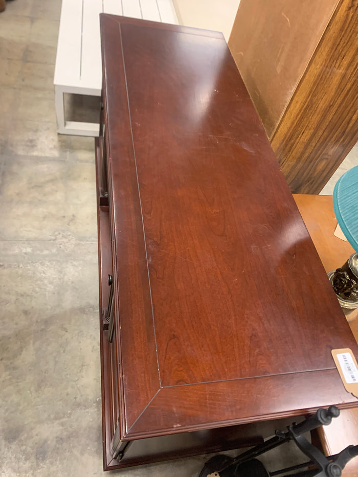 Mahogany TV Stand With Glass Doors