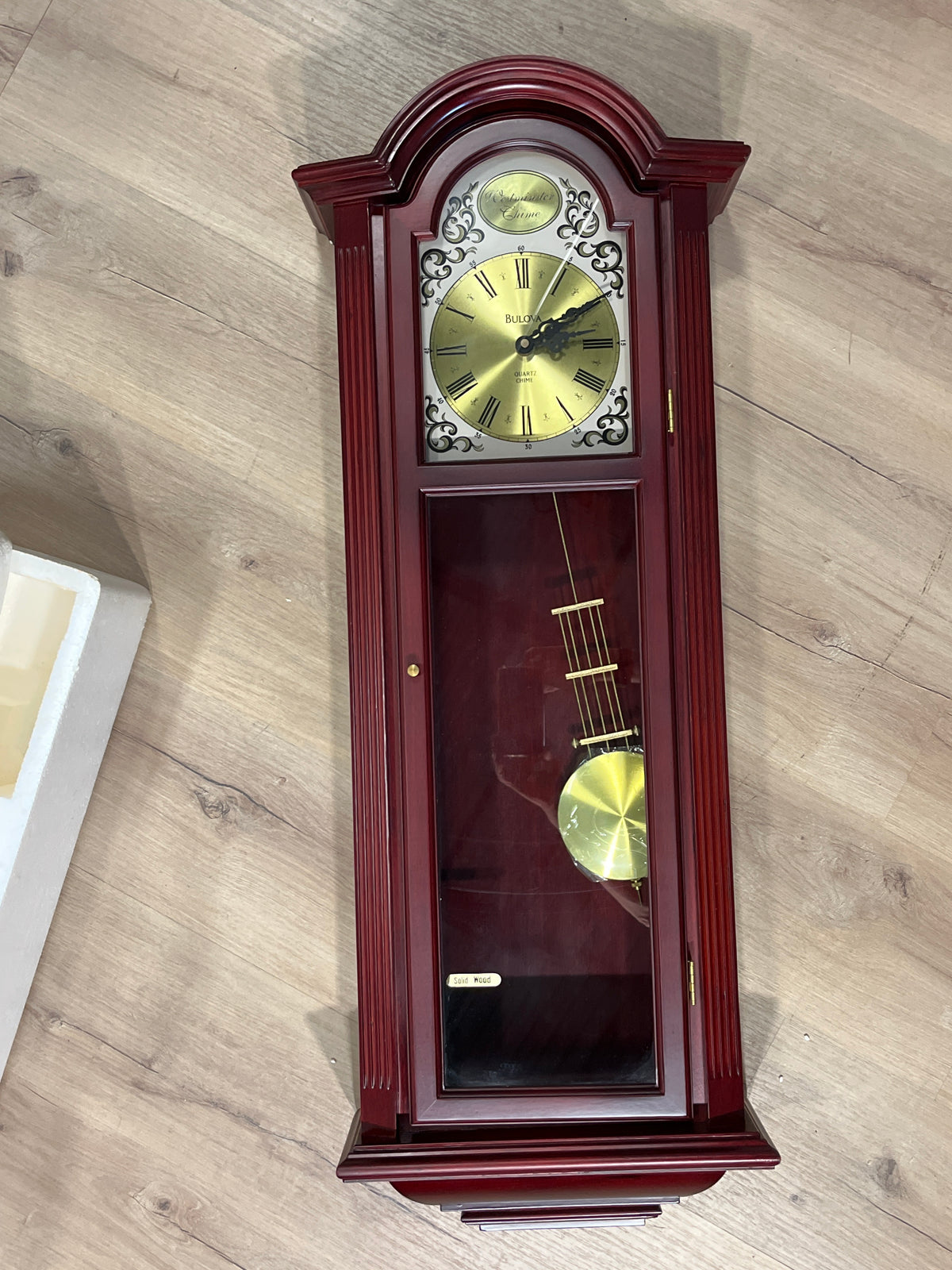 39" H Bulova Tatianna Solid Wood Wall Clock
