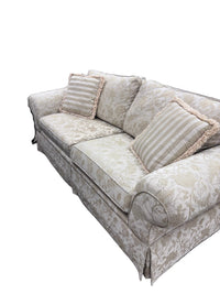 Elegant Skirted Cream Floral Sofa