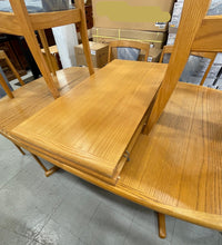 Wooden Table with 6 Chairs in Blue Fabric