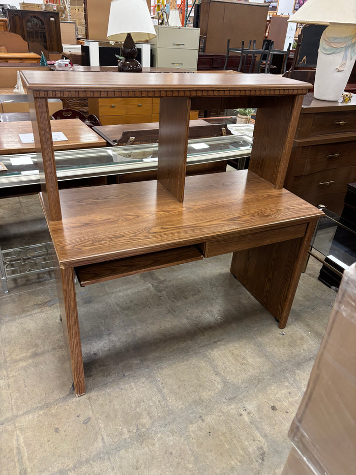 Wooden Desk with Built-In Hutch