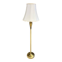 Vintage Brass-Tone Floor Lamp w/ White Fabric Shade