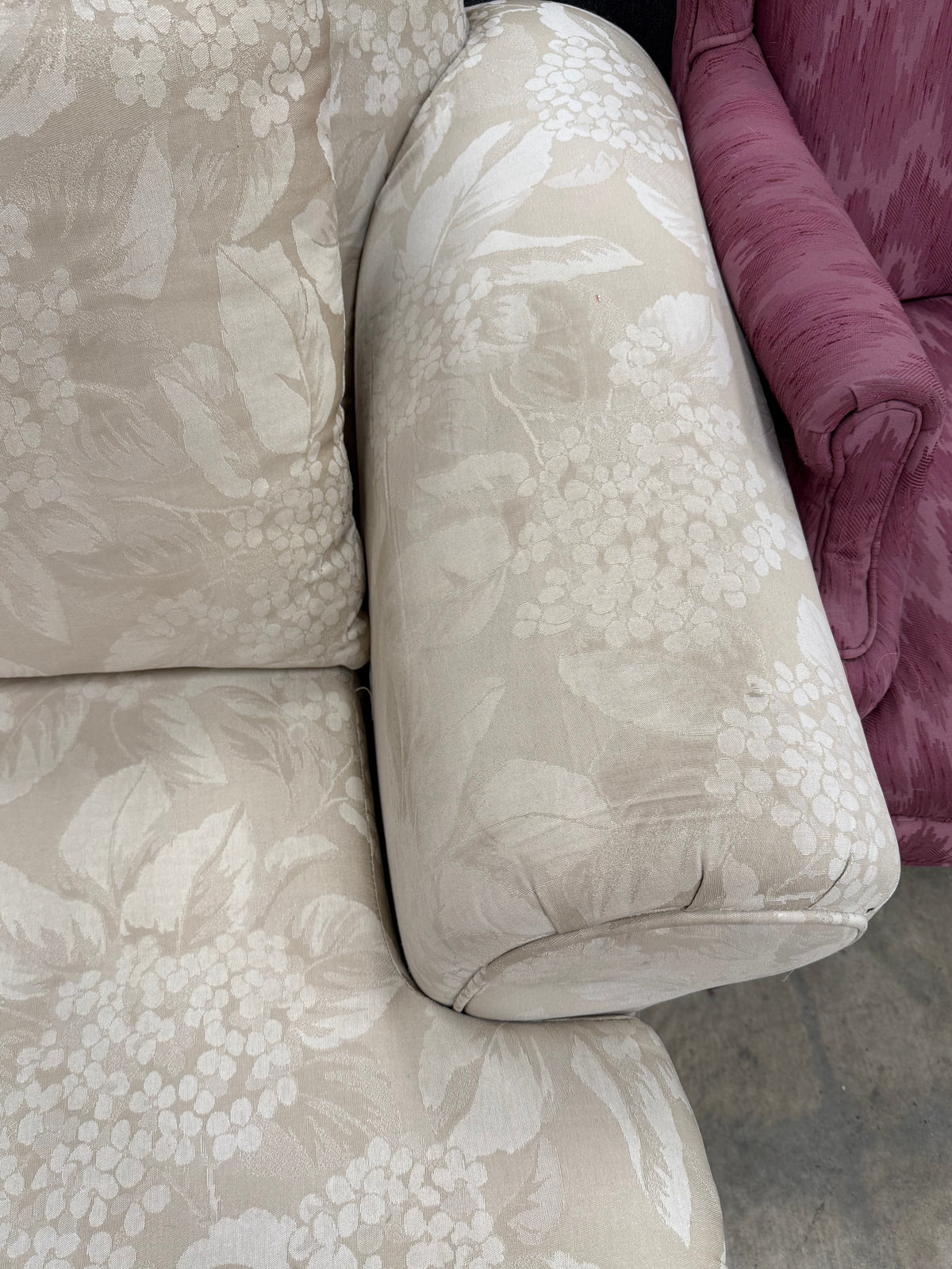 Traditional Floral Damask Cream Club Chair