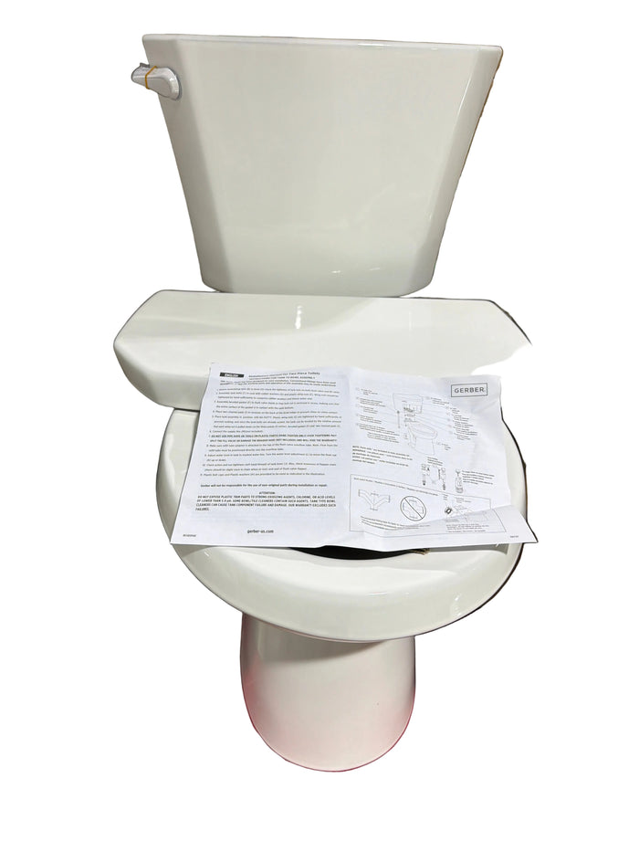 Classic Gerber White Porcelain Round Toilet Bowl + Tank