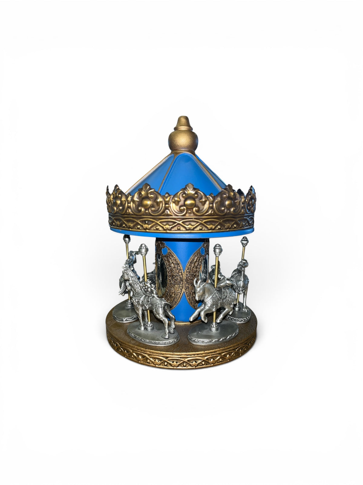 Hudson Pewter Blue Top Carousel Animal Decorative Set