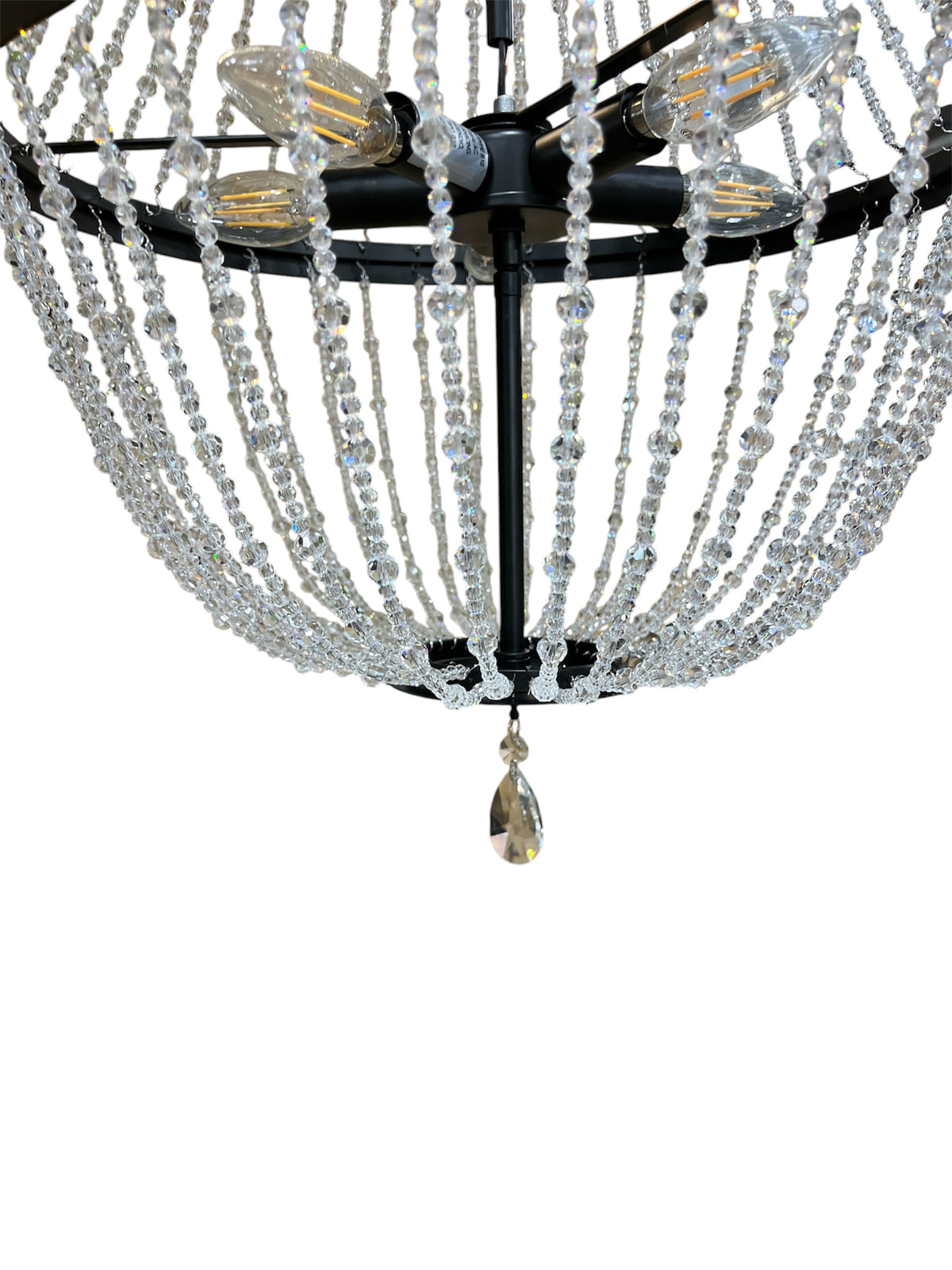 5 Light Matte Black Crystal Chandelier