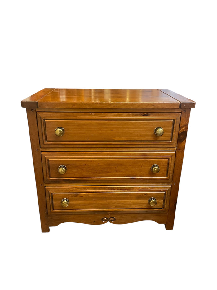 3-Drawer Solid Wood Night Stand