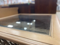 Tan and Glass Large Square Coffee Table