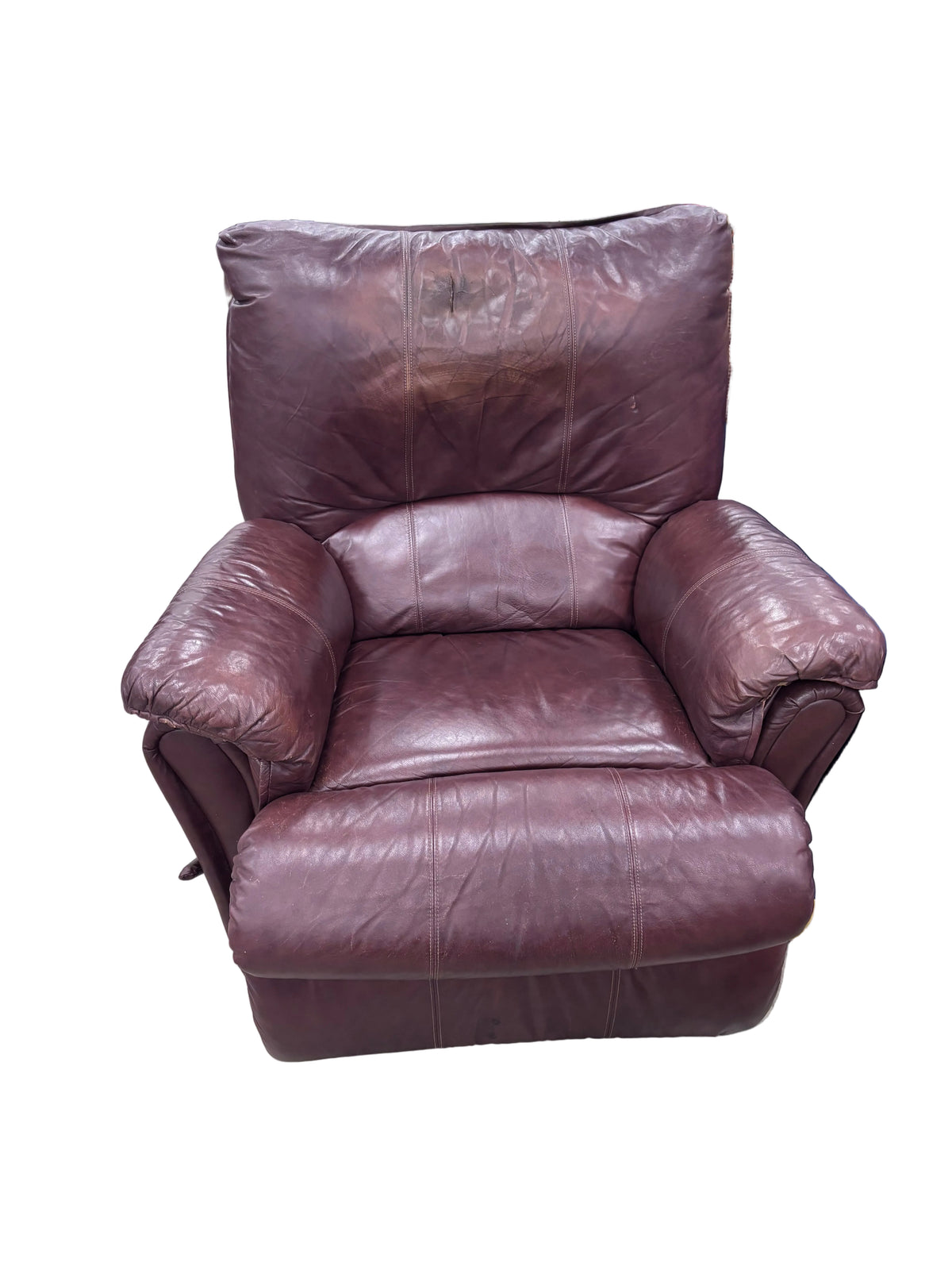 Dark Brown Leather Swivel Manual Recliner
