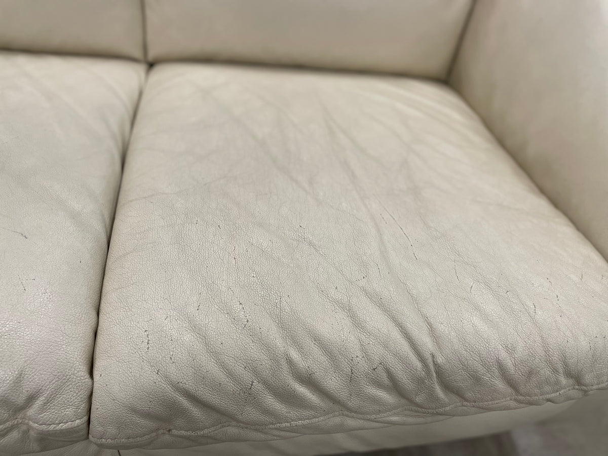 Cream Coloured Leather Love Seat