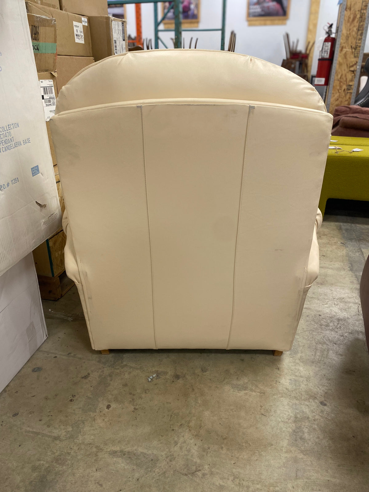 Cream Leather Recliner With Ottoman