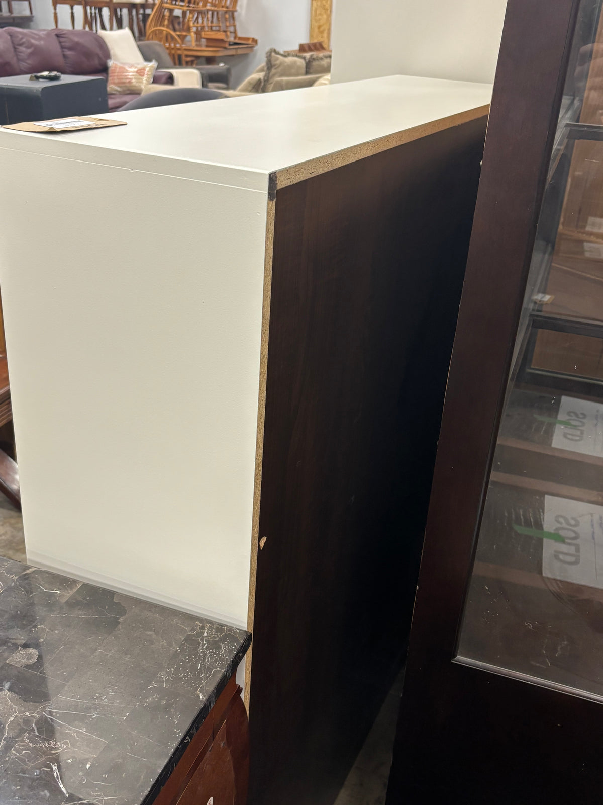 Wide White Wooden Bookshelf