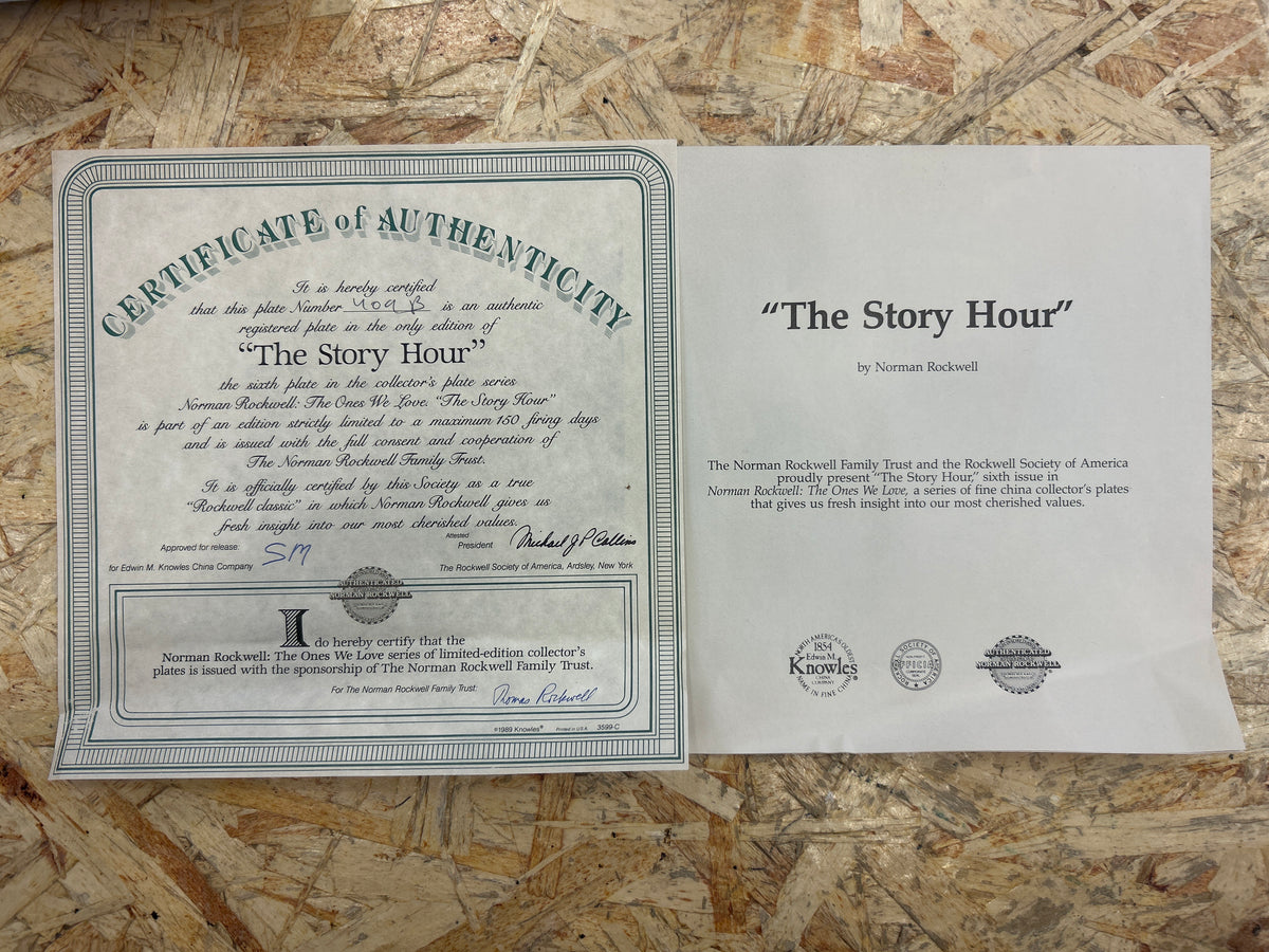 "The Story Hour" Limited Edition of Norman Rockwell Collectable Plate - with Authentication Certificate
