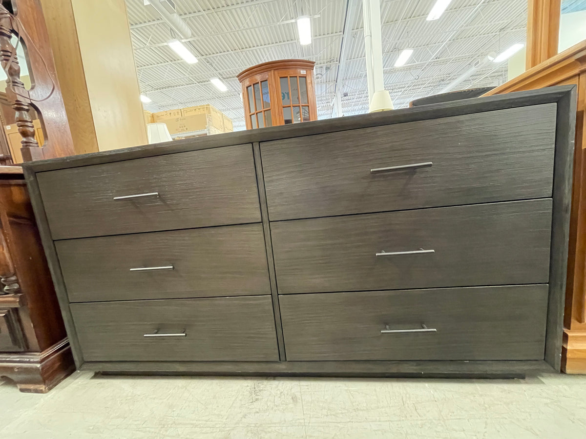 Black Stain 6-Drawer Dresser 64 in W x 18 in D x 32.75 in H