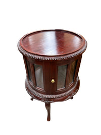 Vintage Circular Mahogany Vitrine Side Table