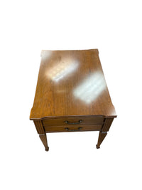 Solid Wood 2-Drawer Side Table
