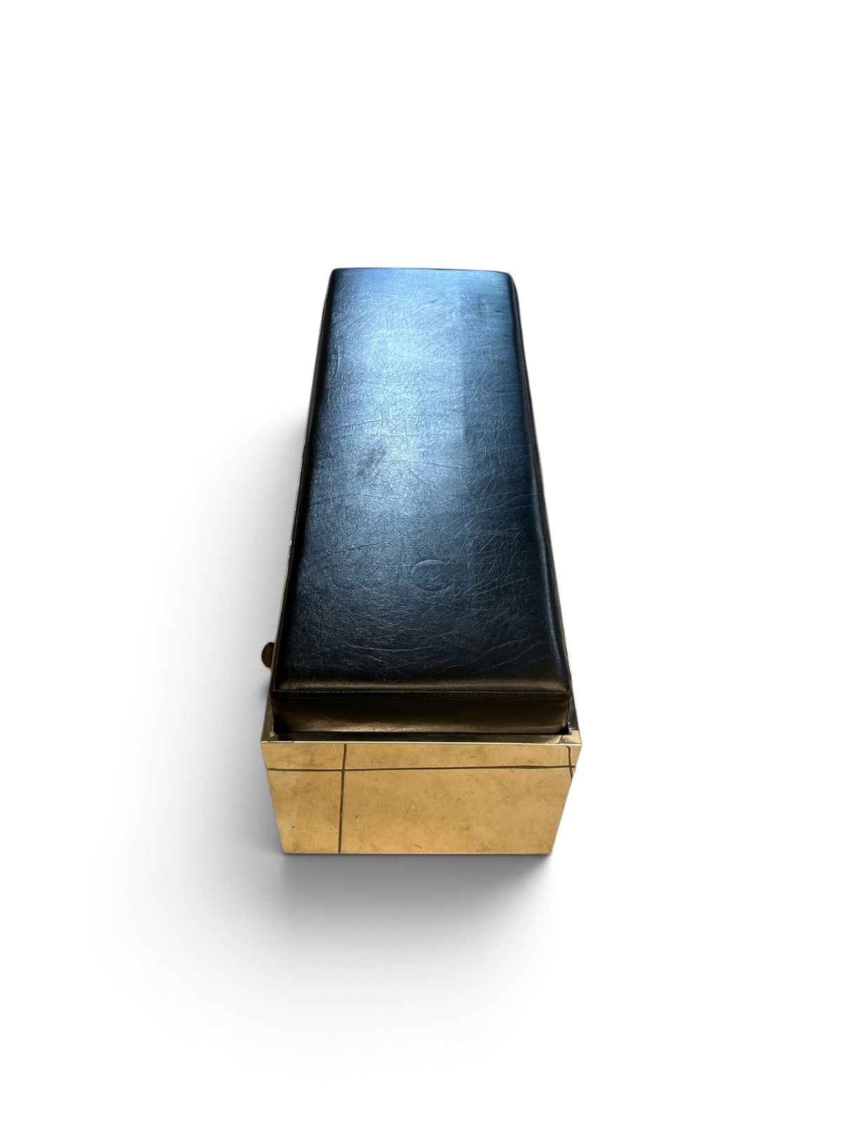 Modern Black Faux Leather with Mirrored Base Bench