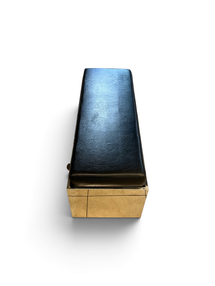 Modern Black Faux Leather with Mirrored Base Bench