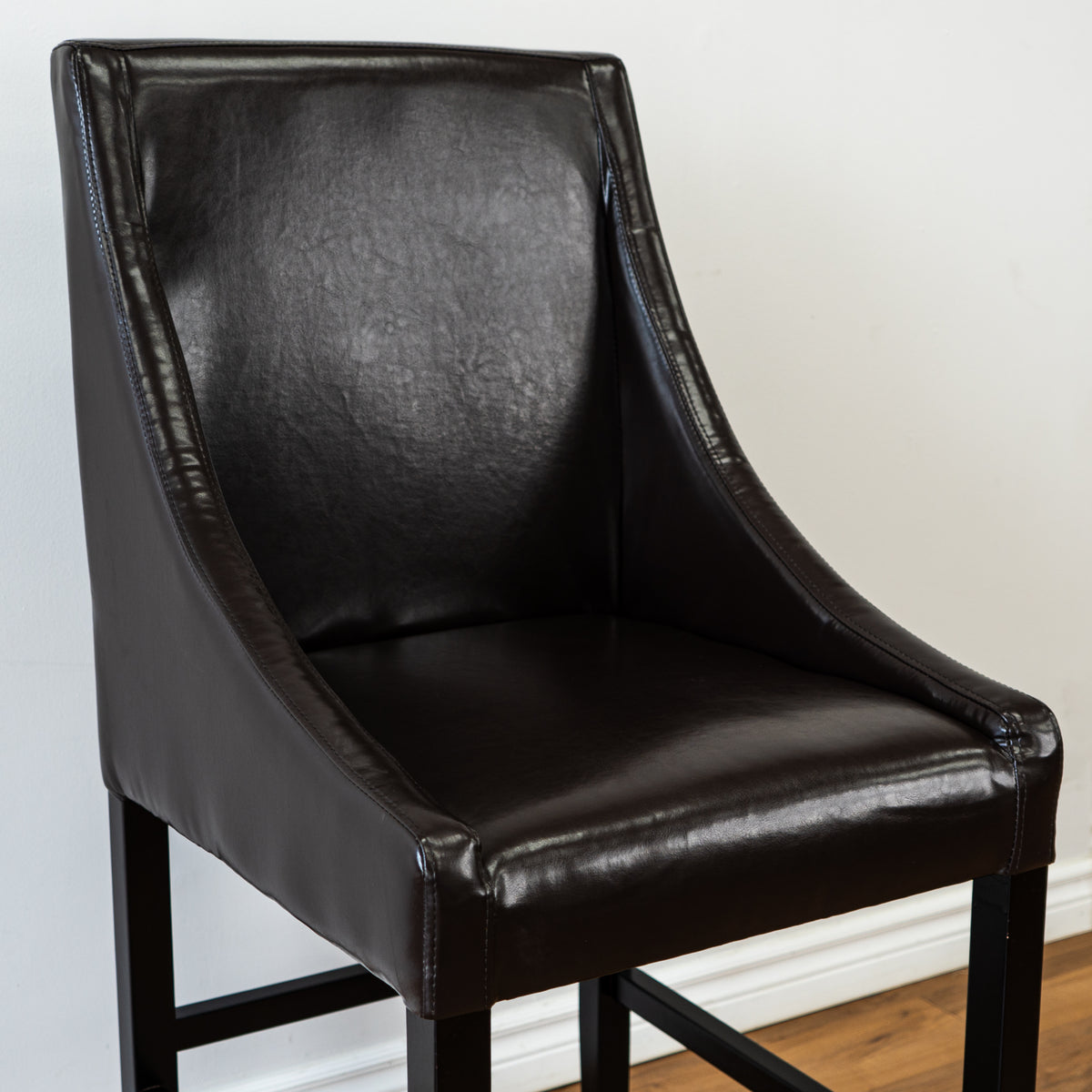 High Back Counter Stool in Brown Leather