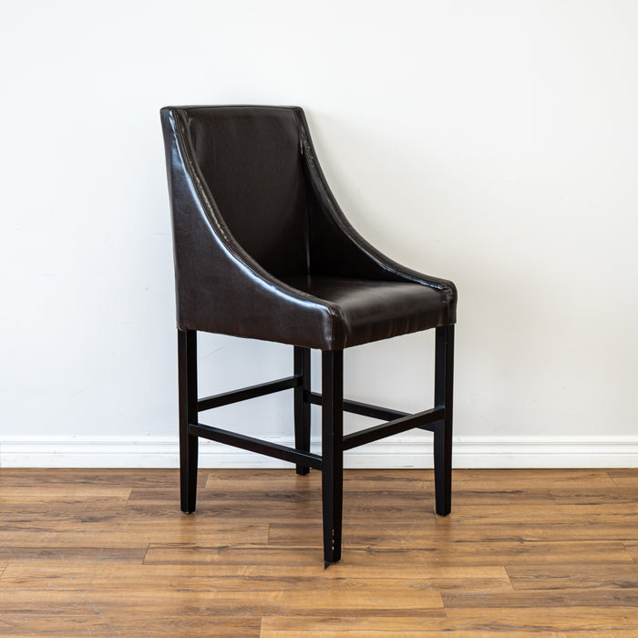 High Back Counter Stool in Brown Leather