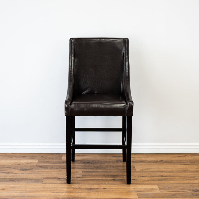 High Back Counter Stool in Brown Leather