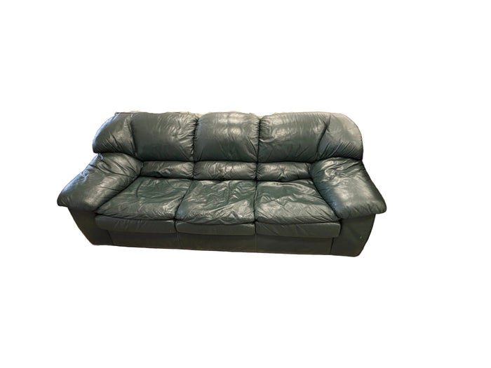 Forest Green Leather 3-Seater Sofa