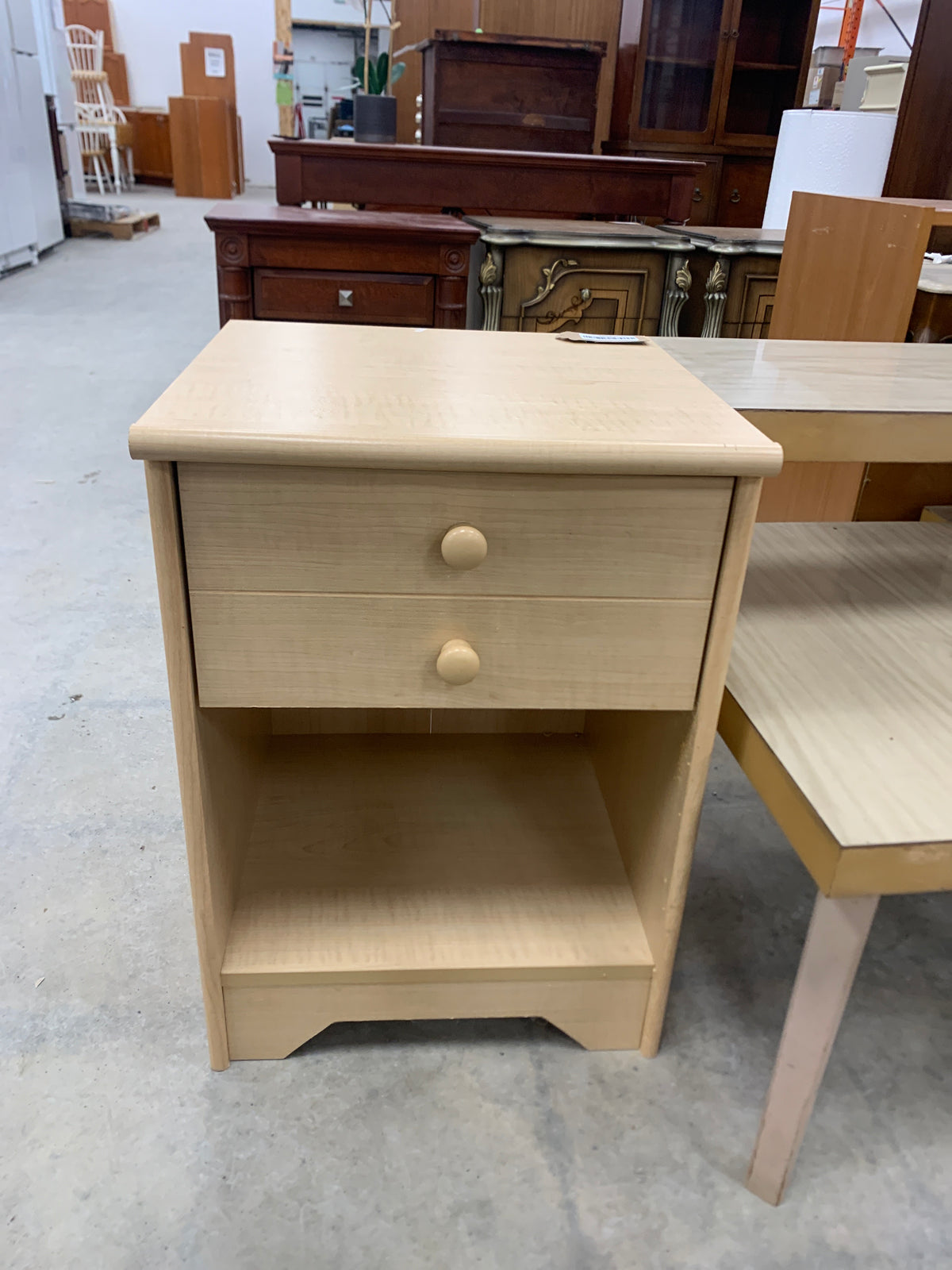 Light Beige Nightstand With Wood Handles