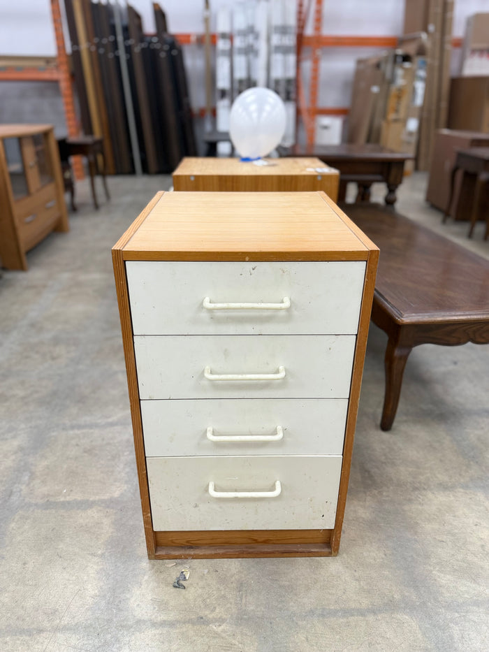 Small Light Wood and White Office Filing Cabinet