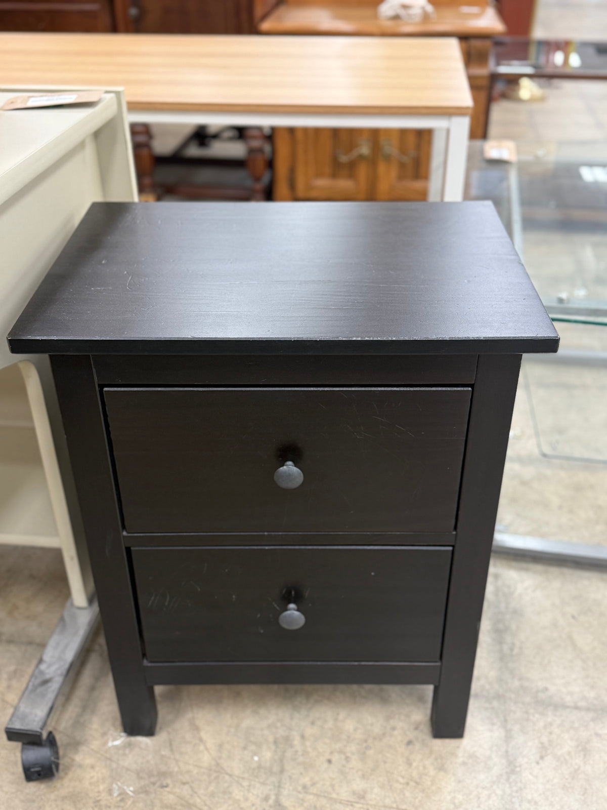 Small Matte Black Nightstand
