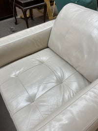 35"W Off White Leather Armchair