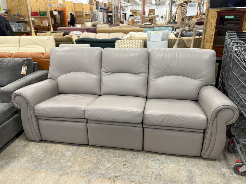 Light Grey 3-Seater Leather Sofa