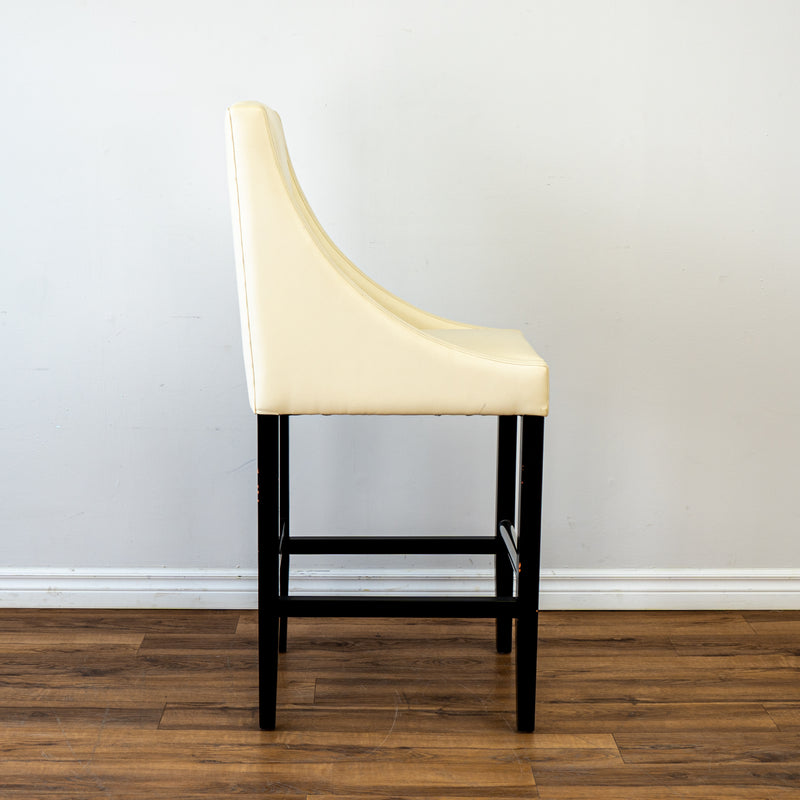 High Back Counter Stool in Cream Leather