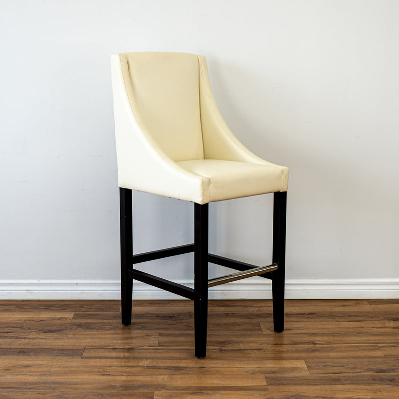 High Back Counter Stool in Cream Leather