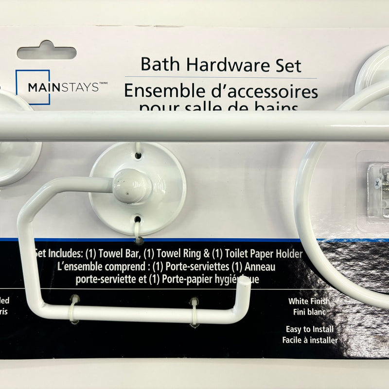 3-Piece Bathroom Hardware Set in White Finish