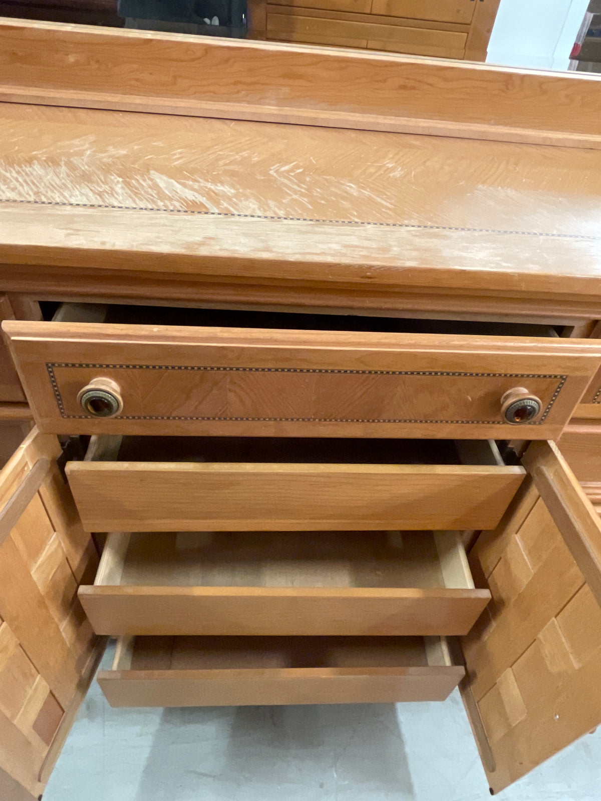 Wooden dresser with mirror