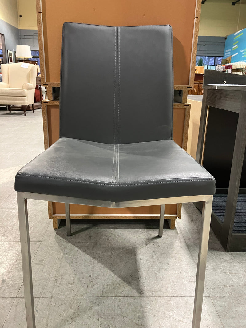 Set of Four Grey and Chrome Dining Chairs