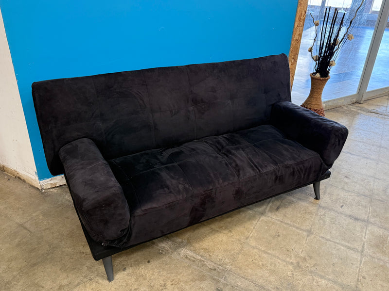 Black Velvet 3-Seater Futon
